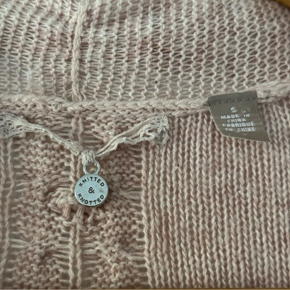 Anthropologie - Knitted & Knotted Cashmere Blend Light Pink Cardigan Sweater - Picture 10 of 12